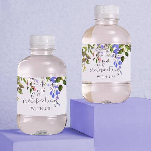 50 Purple Flower Water Bottle Labels for Events