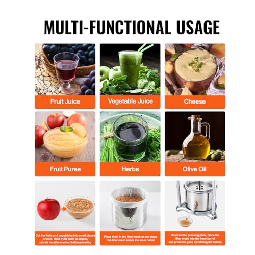 VEVOR Manual Fruit Wine Press and Juice Maker