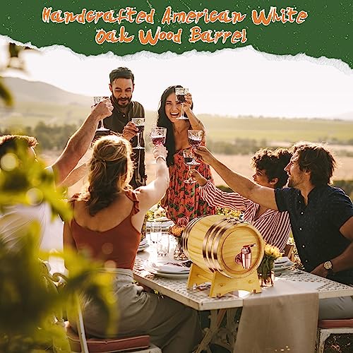 2L Oak Barrel with Stand for Home Decor