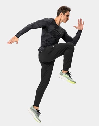 Men's Athletic Zipper Pocket Joggers - Black