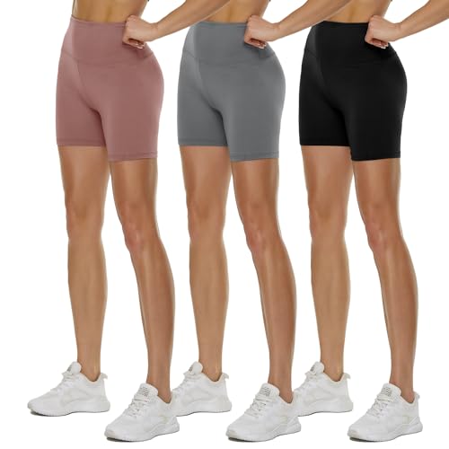 3 Pack High Waisted Black Biker Shorts