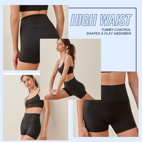 3 Pack High Waisted Black Biker Shorts