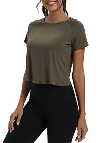 Mippo Women's Loose Fit Workout Crop Top