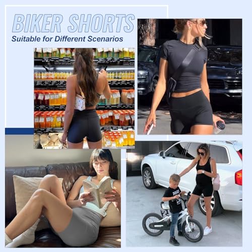 3 Pack High Waisted Black Biker Shorts
