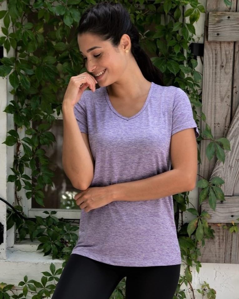 Real Essentials Women's V-Neck Athletic Workout Tops