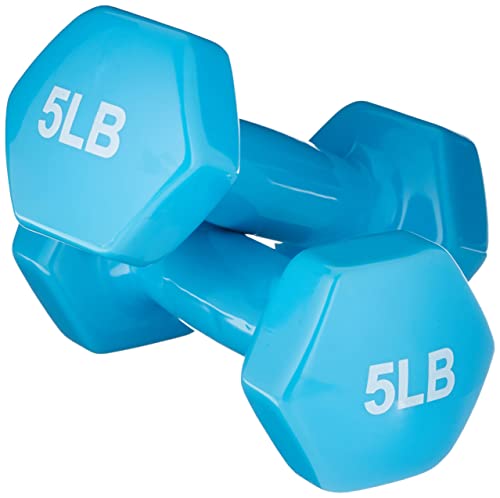 Light Blue 5 lb Vinyl Coated Dumbbell Weights