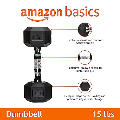 15 lb Rubber Hex Dumbbell Hand Weight
