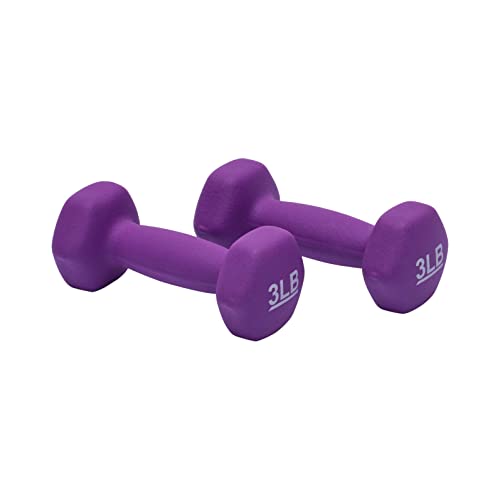 Purple 3-Pound Neoprene Dumbbell Weights Pair