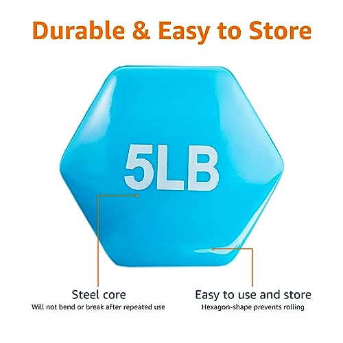 Light Blue 5 lb Vinyl Coated Dumbbell Weights