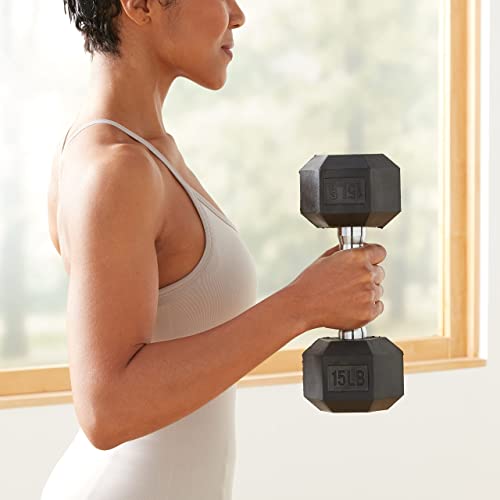 15 lb Rubber Hex Dumbbell Hand Weight