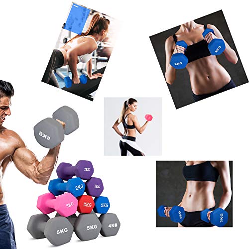 Portzon 3 LB Neoprene Hex Dumbbell Set, 2 Pack