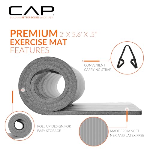 CAP Barbell 12mm High-Density Exercise Mat - Gray
