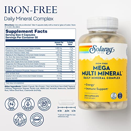 Solaray Mega Multi Mineral No Iron Capsules