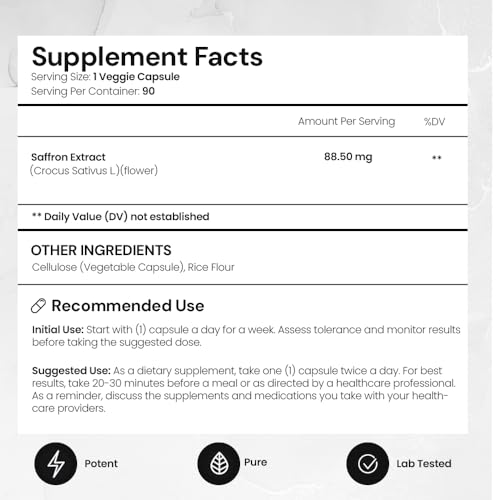 Pure Saffron Extract - Appetite Suppressant Capsules