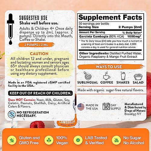 Garcinia Cambogia Liquid Appetite Suppressant - Raspberry Mango