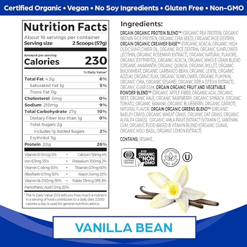 Vanilla Bean Vegan Protein Powder - 20g Protein
