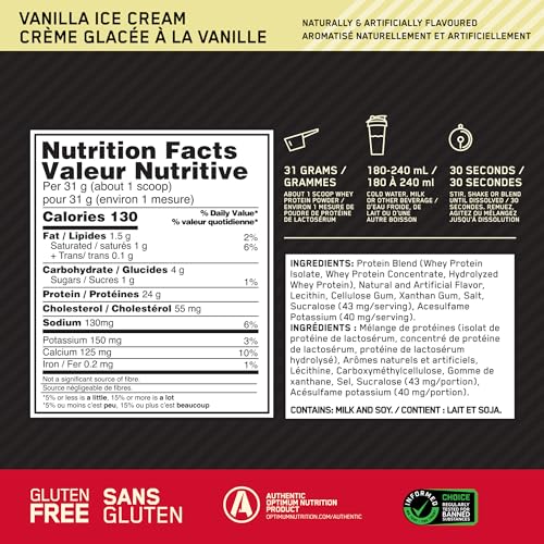 Gold Standard Whey Protein Powder - Vanilla, 2 lb