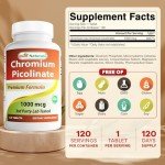 Chromium 1000 mcg Supplement - 120 Tablets