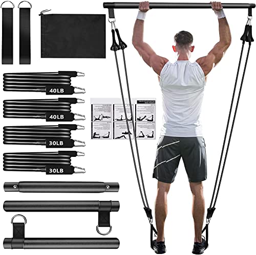 Pilates Bar Kit with Resistance Bands for Home Gym
