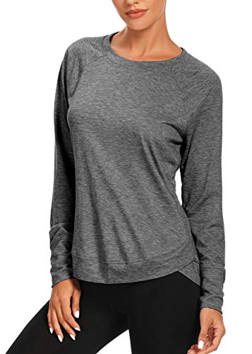 Gray Long Sleeve Yoga & Workout Top for Women