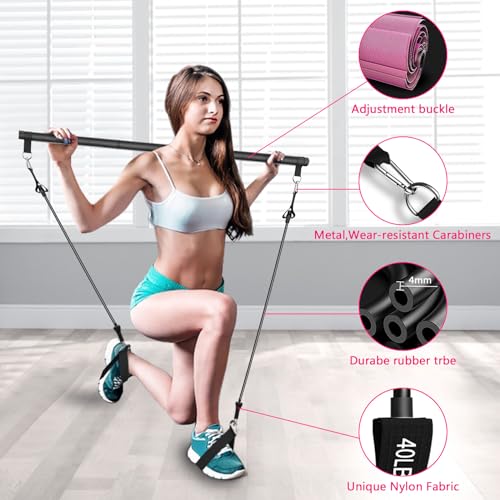 Pilates Bar Kit with Resistance Bands for Home Gym