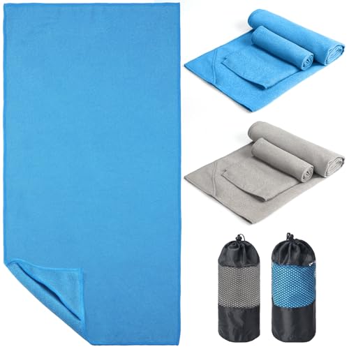Microfiber Yoga Towels with Corner Pockets, 2 Sets