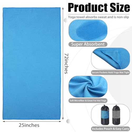 Microfiber Yoga Towels with Corner Pockets, 2 Sets