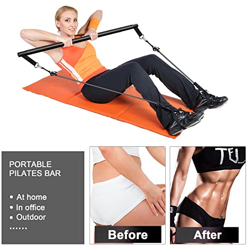 Pilates Bar Kit with Resistance Bands for Home Gym