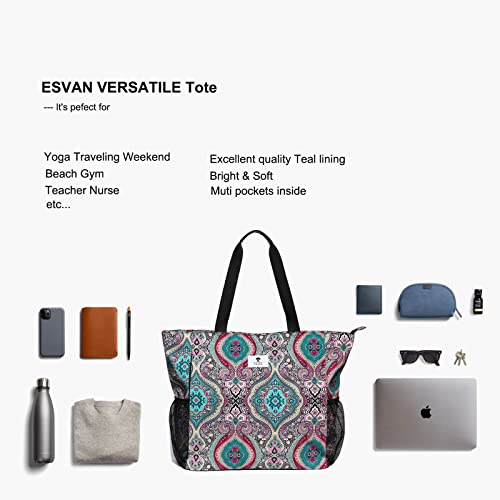 ESVAN Bohemian Teal Yoga Mat Carrier Tote