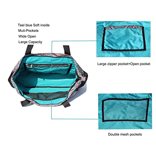 ESVAN Bohemian Teal Yoga Mat Carrier Tote