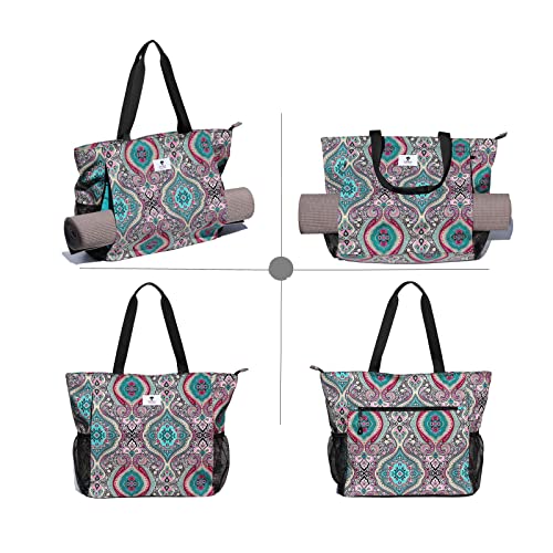 ESVAN Bohemian Teal Yoga Mat Carrier Tote