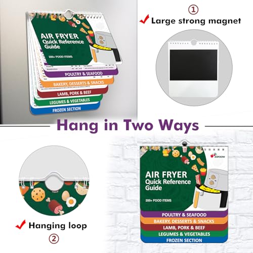 Air Fryer Cheat Sheet Magnets Cooking Guide