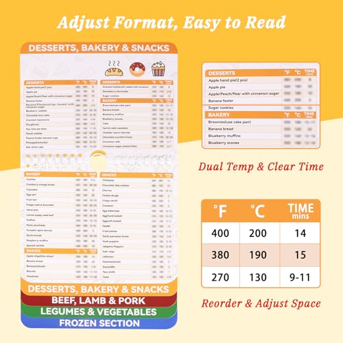 Air Fryer Cheat Sheet Magnet Set for Weight Loss
