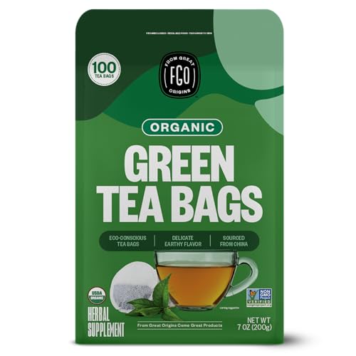 FGO Organic Green Tea Bags - 100 Count