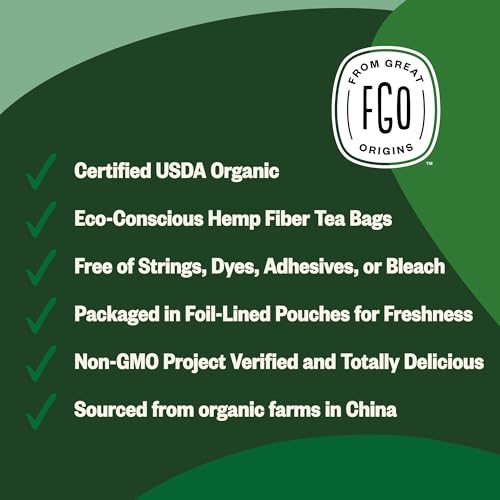 FGO Organic Green Tea Bags - 100 Count