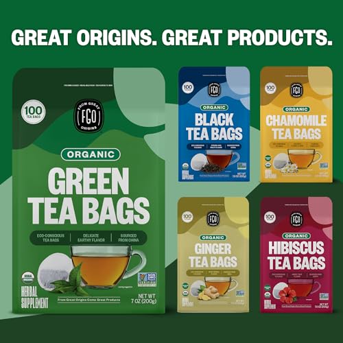 FGO Organic Green Tea Bags - 100 Count