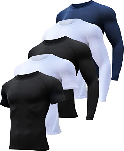 HOPLYNN 5-Pack Men's Compression Workout Shirts