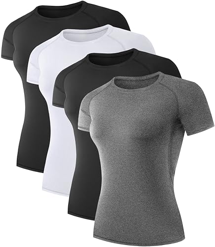 Women's Compression Athletic T-Shirts - 4 Pack