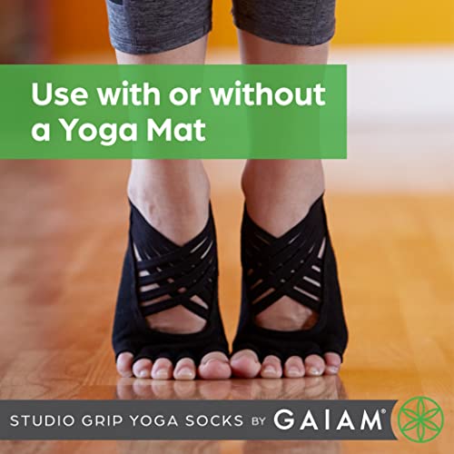 Gaiam Grippy Yoga Socks for Balance, Black, S/M