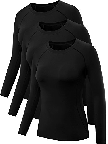 Neleus Women's 3 Pack Compression Workout Tops