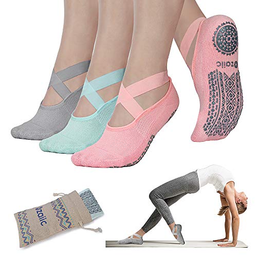 Non-Slip Yoga Socks for Women - 3 Pairs
