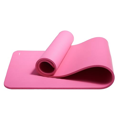 Extra Thick Pink Yoga Mat with Strap