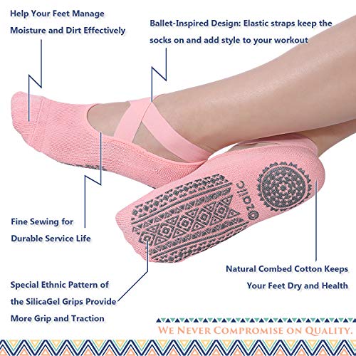 Non-Slip Yoga Socks for Women - 3 Pairs
