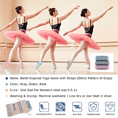 Non-Slip Yoga Socks for Women - 3 Pairs