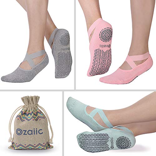 Non-Slip Yoga Socks for Women - 3 Pairs