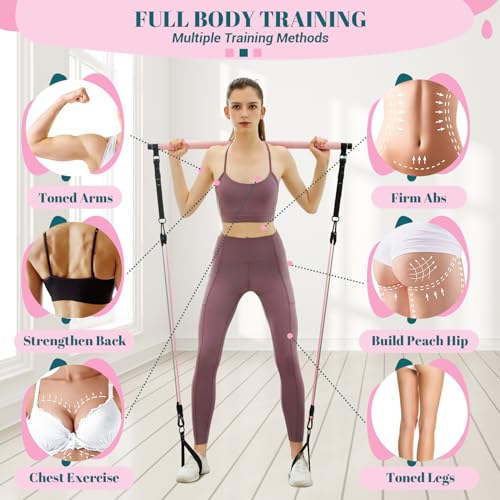 Multifunctional Pilates Bar Kit with Resistance Bands