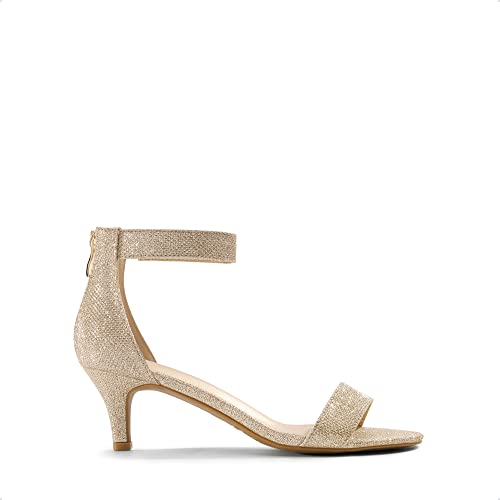 Stylish Low Kitten Heels with Ankle Strap