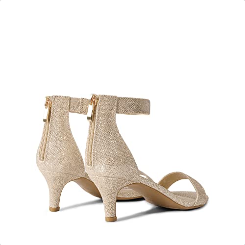 Stylish Low Kitten Heels with Ankle Strap