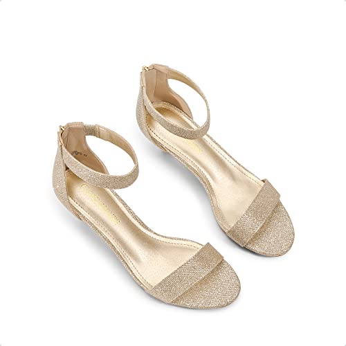 Stylish Low Kitten Heels with Ankle Strap