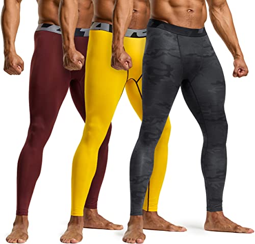 Men's Compression Workout Pants - 3 Pack Set